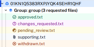 Request file icons during independent review